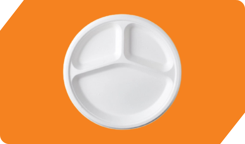 10″ 3 Compartment Round Plate