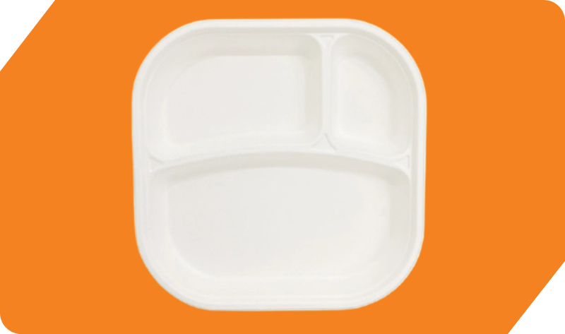 10″ 3 Compartment Square Plate