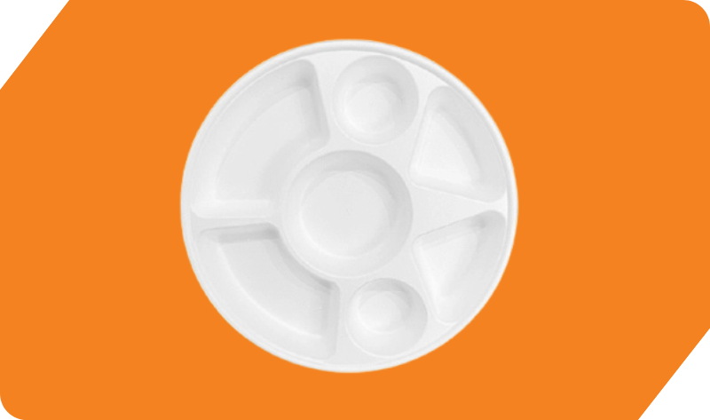 7 Compartment Round Meal Tra